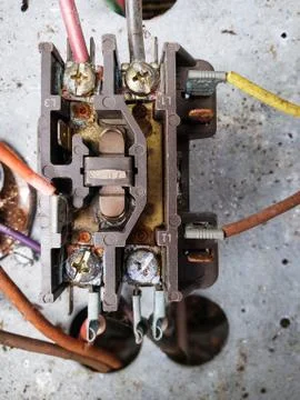 Air conditioning condenser electrical components. Photos