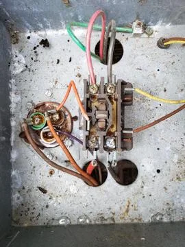 Air conditioning condenser electrical components. Stock Photos