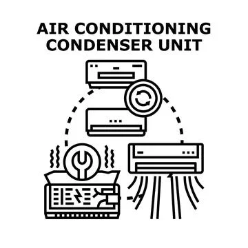 Air conditioning condenser unit system installation and repair 스톡 일러스트