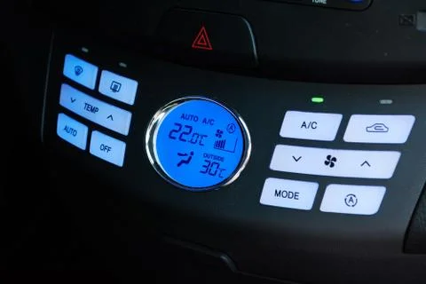 Air Conditioning Control Panel In Car Interior Stock Photos