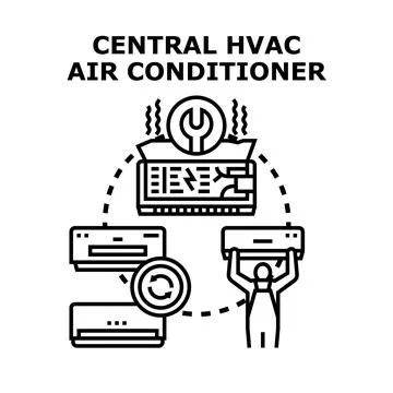 Air conditioning hvac system installation and repair service Stock Illustration
