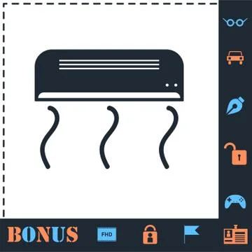 Air conditioning icon flat Illustrazione stock