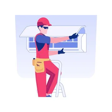 Air conditioning installation isolated concept vector illustration. Stock Illustration