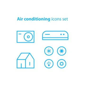 Air conditioning linear logo and icons Illustrazione stock