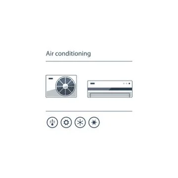 Air conditioning linear logo and icon Stock Illustration