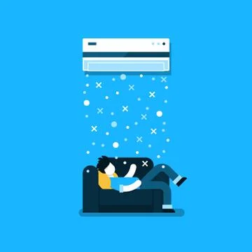 Air conditioning linear logo and icon Stock Illustration