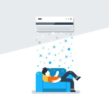 Air conditioning linear logo and icon Stock Illustration