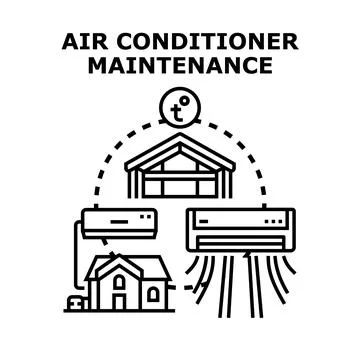 Air conditioning maintenance service cooling homes concept Ilustración de archivo
