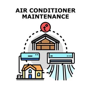 Air conditioning maintenance service cooling homes concept Ilustración de archivo