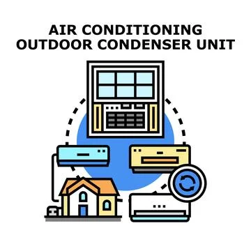 Air conditioning outdoor condenser unit system concept Stockillustratie