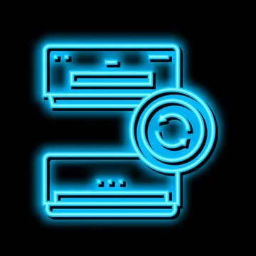 Air conditioning replacement neon glow icon illustration Illustrazione stock