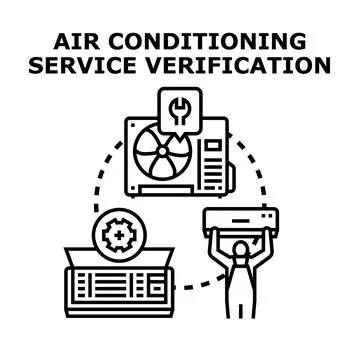 Air conditioning service verification concept illustration Ilustración de archivo