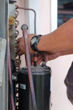 Air conditioning  servicing Stock Photos