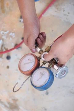 Air conditioning  servicing Stock Photos