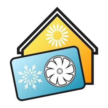 Air conditioning snowflake and heating sun house symbol Stock Illustration