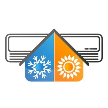 Air conditioning sun and snowflake silhouette Stock Illustration