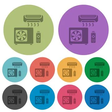 Air conditioning system color darker flat icons Illustrazione stock