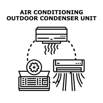 Air conditioning system concept with cooling equipment units Ilustración de archivo