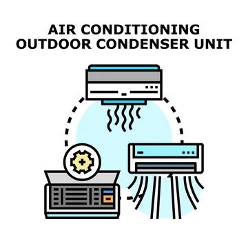 Air conditioning system concept with cooling equipment units Ilustración de archivo