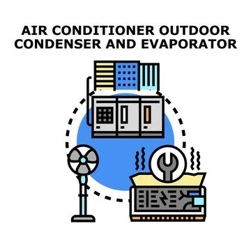 Air conditioning system installation and repair process Stock Illustration