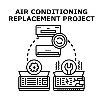 Air conditioning system replacement project vector concept Stock Illustration
