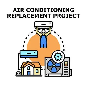 Air conditioning system replacement project planning service Ilustración de archivo
