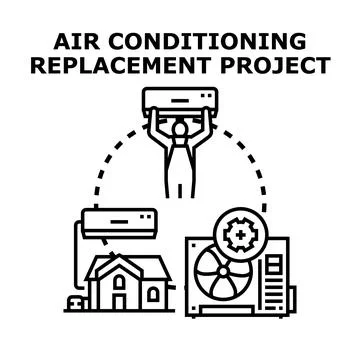 Air conditioning system replacement project planning service Stock Illustration