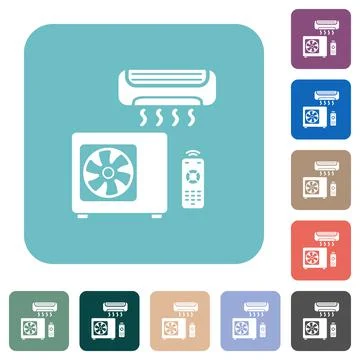Air conditioning system rounded square flat icons Stock Illustration