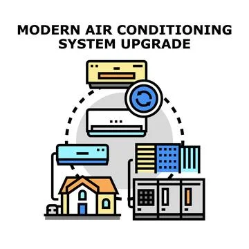 Air conditioning system upgrade concept improving climate control Stock Illustration