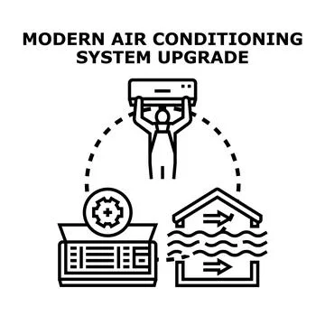 Air conditioning system upgrade maintenance and installation concept Ilustración de archivo