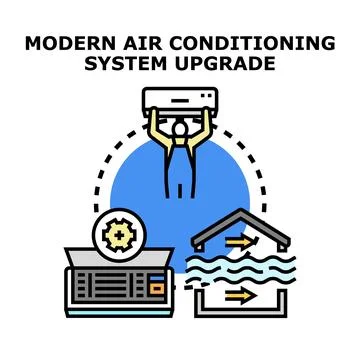 Air conditioning system upgrade maintenance and installation concept Ilustración de archivo
