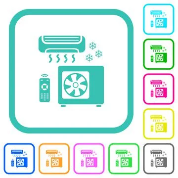 Air conditioning system vivid colored flat icons Illustrazione stock