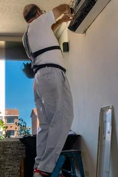 Air conditioning technician Foto stock