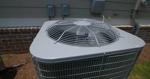 Air Conditioning Unit Close Up Rise Slow Motion Video stock 64816964