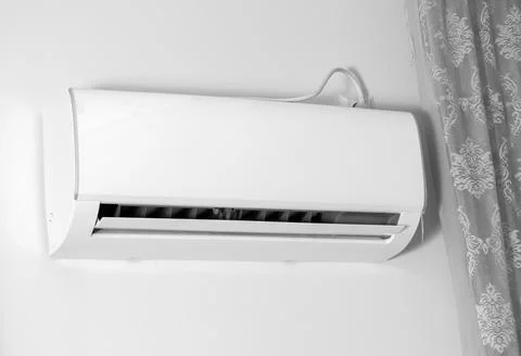 Air conditioning unit closeup at home Stock Photos
