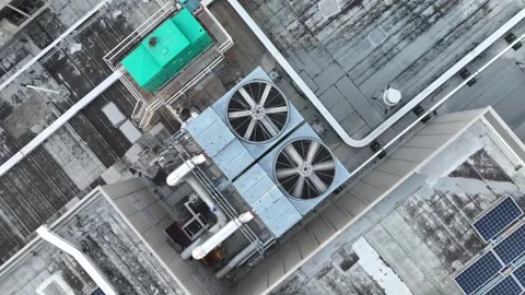 Air conditioning unit fan spinning on Stock Video Pond5