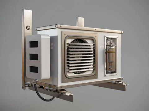 Air conditioning unit on gray background Stock Illustration