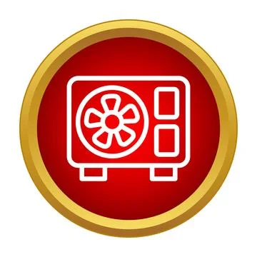 Air conditioning unit icon on red circle button イラスト素材