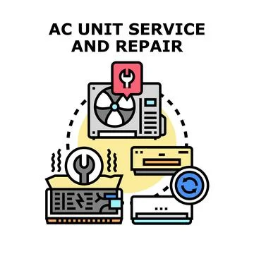 Air conditioning unit service and repair concept Stock Illustration