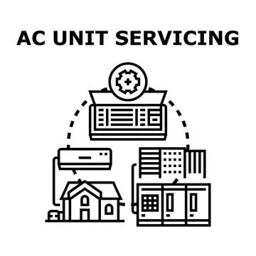 Air conditioning unit servicing and repair concept Stock Illustration