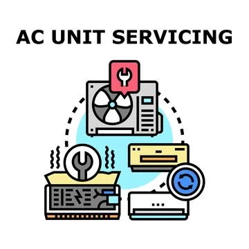 Air conditioning unit servicing and repair concept Stock Illustration