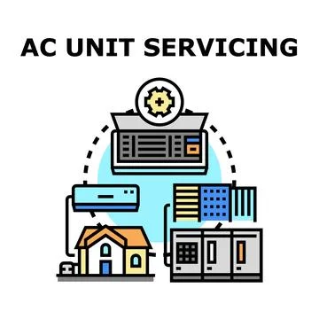 Air conditioning unit servicing and repair concept Stock Illustration