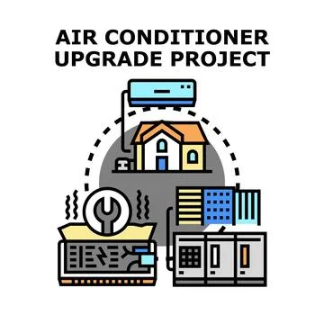 Air conditioning upgrade project process concept Ilustración de archivo