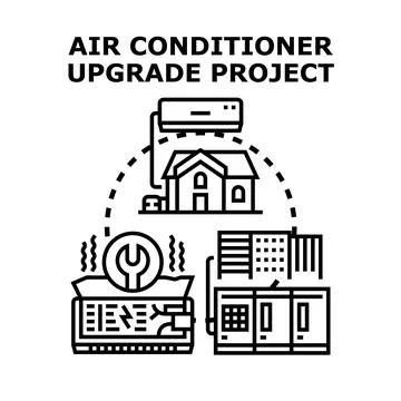 Air conditioning upgrade project process concept Ilustración de archivo