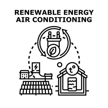 Air conditioning using renewable energy sources concept Ilustración de archivo