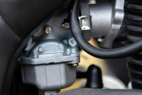 Air-cooled internal combustion engine for a motorcycle close-up Stock Photos