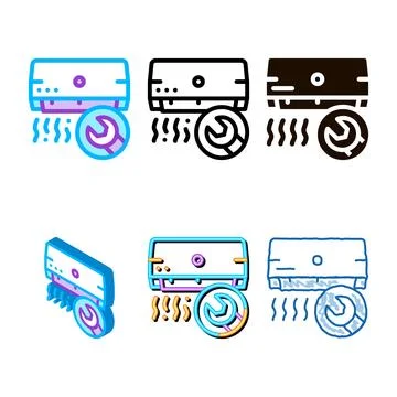 Air cooling conditioner vector thin simplified line icon Stock Illustration