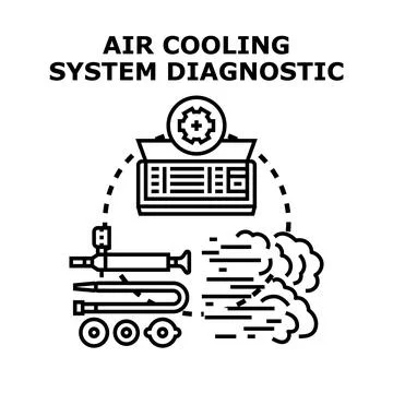 Air cooling system diagnostic service and repair Stock Illustration