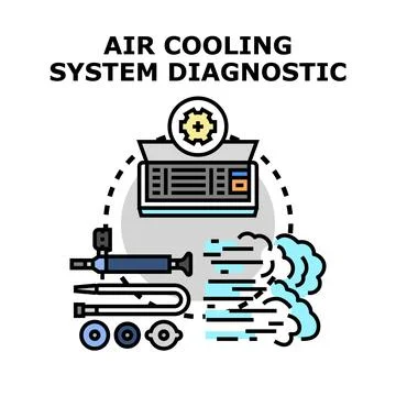 Air cooling system diagnostic service and repair Stock Illustration
