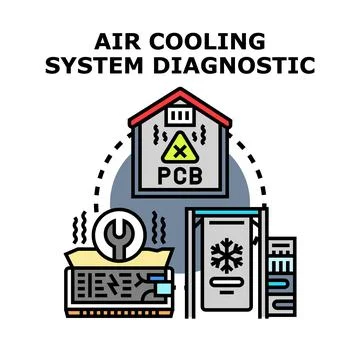 Air cooling system diagnostic vector illustration identifying equipment issue Ilustración de archivo